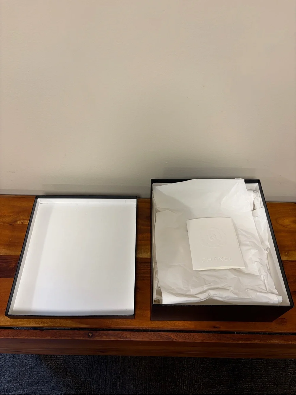 Empty Chanel Shoe Box Only - Authentic Large Black Luxury Box